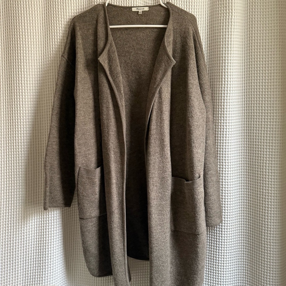 Brown Open-Front Long Sweater